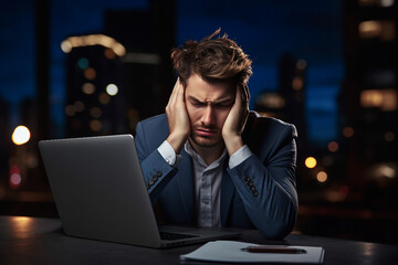 Hard working person in modern interior office programming writing web java script code AI technology generation