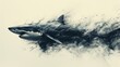 Artistic depiction of a shark with dynamic splashes