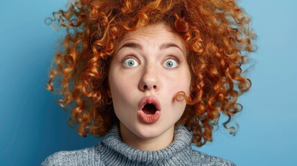 Canvas Print - A woman with a surprised facial expression, suitable for various concepts and projects