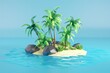 a low poly palm trees on an island in the water