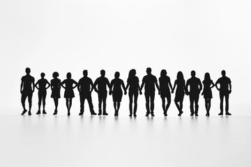 Wall Mural - A group of people standing in a straight line. Suitable for business or teamwork concepts