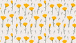 California Poppy flowers pattern on white background. Seamless floral design for textile, wallpaper, print, and wrapping paper. 
