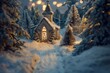 Magical Winter Scene of a Miniature Church Set