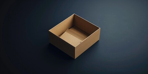 Poster - A simple image of an open cardboard box on a dark surface. Suitable for various concepts and designs