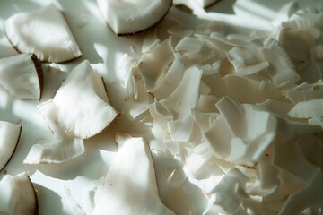 Canvas Print - Fresh sliced coconut on a white plate, perfect for food and tropical themed designs