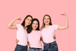 © Pixel-Shot - Portrait of beautiful women on pink background. Women history month
