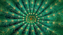 Green And Gold Abstract Kaleidoscopic Pattern.