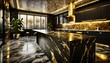 Regal Retreat: Blurred Interior of a Golden Marble Kitchen