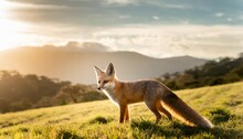 Mother Fox In Rolling Green Field