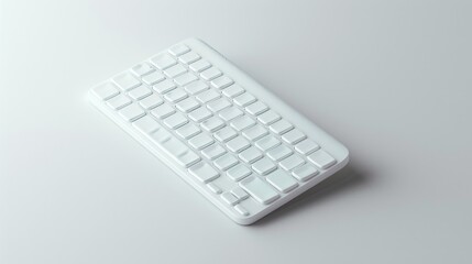 Sticker - A white computer keyboard on a table, suitable for technology concepts