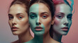 Abstract facial filler injections, ethereal fluids blending into facial contours, pastel colors with bursts of vibrant hues, surreal but scientifically accurate .Generative AI
