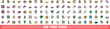 100 food icons set. Color line set of food vector icons thin line color flat on white