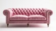 © Fotograf - A pink couch sitting on top of a white floor. Perfect for interior design concepts