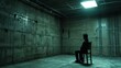 man sitting on chair in a dingy empty room