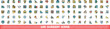 100 surgery icons set. Color line set of surgery vector icons thin line color flat on white