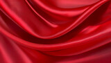 Fototapeta  - Czerwony naturalny jedwab, tekstura, tło, miejsce na tekst do projektu