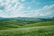 A serene landscape of green grass with rolling hills in the background. Ideal for nature and outdoor themed projects