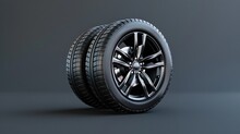 A Tire On A Gray Background With A Shadow. Suitable For Automotive Industry
