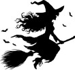 witch on a broomstick silhouette