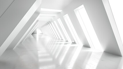 Wall Mural - minimalist white corridor with abstract geometric patterns. ideal for modern interior design concept
