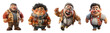 set of fat people cartoon characters, 3d design isolated on transparent background, generative ai