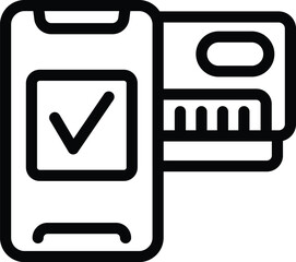 Sticker - Smartphone control conditioner icon outline vector. Smart home appliance. Check room temperature