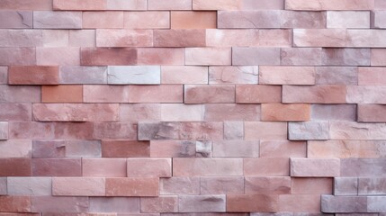 A brick wall with pink and white bricks