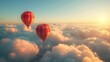 Aerial view of hot air balloons soaring in clear sky  ultrarealistic photography of vast open sky