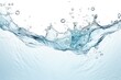 water with air bubbles underwater, splash and waves on white background	