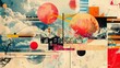 © Ashi - Abstract retro collage art: trendy paper composition illustration, vintage aesthetic wallpaper design
