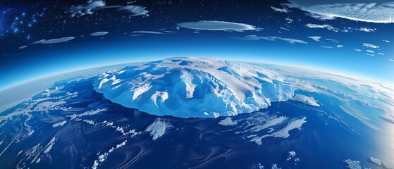 Wall Mural - Abstract Antarctica shown from space, panoramic Earth in space covered ice glaciers and snow frozen