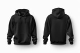 Fototapeta  - Set of black front and back hoodie on white background