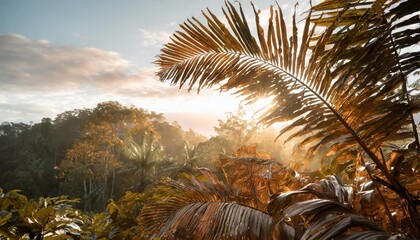 Canvas Print - tropical rainforest frond leaf background