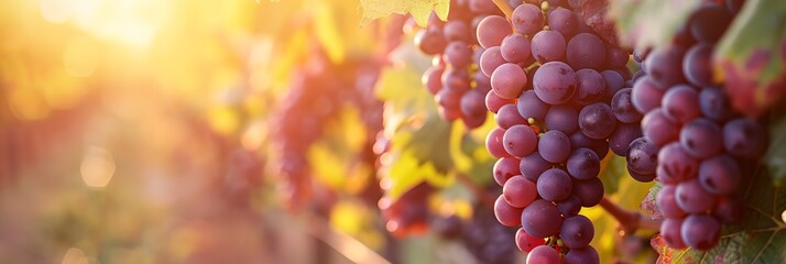 Wall Mural - A bunch of grapes hanging from a vine. The grapes are ripe and ready to be picked