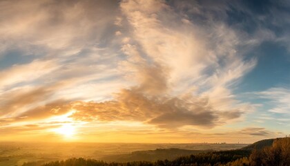 Poster - panorama of dramatic vibrant color with beautiful cloud of sunrise and sunset panoramic image