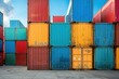 © Anna - Stacked cargo containers in the storage area of freight sea port terminal