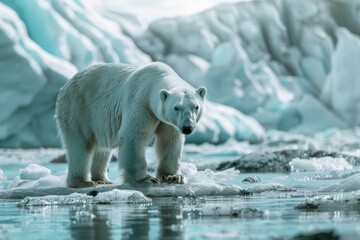 Wall Mural - polar bear on ice