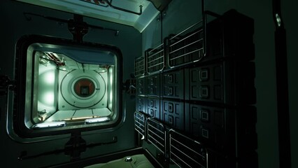 Wall Mural - inside empty space station interior