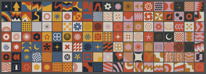 Poster - Simple geometric abstract vector pattern. Swiss Design Shapes. Decorative Background. Brutalist Graphic Artwork.