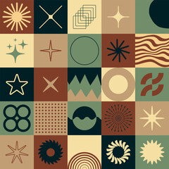 Poster - Simple geometric abstract vector pattern. Swiss Design Shapes. Bauhaus Decorative Background. Brutalist Graphic Artwork.
