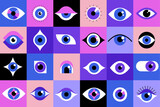 Fototapeta Panele - Collection of eyes logos, symbols and icons. Concept illustration