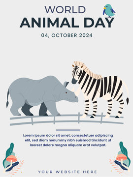 World Animal Day Flyer, Poster template. October 4. vector illustration. 