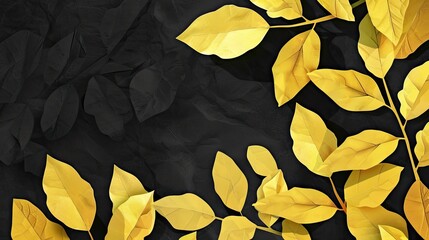 Wall Mural - autumn leaves background on black. Generative AI
