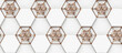 © ADDICTIVE STOCK - 3D hexagon made of white painted wood with red gold grid decor