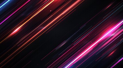 Wall Mural - Futuristic modern abstract digital lines with neon light on black background. AI generated image