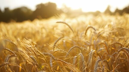 Wall Mural - Golden Wheat Field Under Sunlight