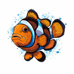 Wall Mural - Clown fish, clownfish. Vector illustration on white background.