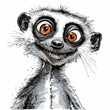 funny cartoon lemur on a white background. vector illustration.