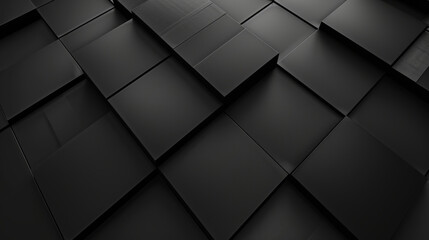 Black tech background, with a geometric 3D structure. Clean, minimal design with simple futuristic forms. 3D render