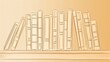 Contour outlines of books on a shelf, simplified lines against a warm creamy background --no text, titles --ar 16:9 --quality 0.5 --stylize 0 Job ID: 720185ed-d351-43ea-a74f-9116a7505d4e